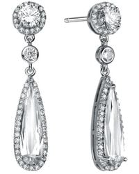 Genevive Jewelry - Silver Cz Pear Drop Earrings - Lyst