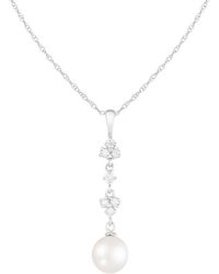 Splendid - 14K 0.18 Ct. Tw. Diamond & 7-7.5Mm Pearl Dangle Pendant Necklace - Lyst