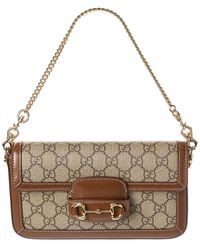 Gucci - Horsebit 1955 Mini GG Supreme Canvas & Leather Shoulder Bag - Lyst