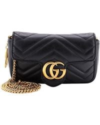 Gucci - Black Matelasse Leather GG Marmont Flap Bag Super Mini (authentic Pre- Loved) - Lyst