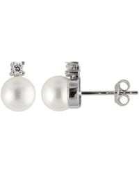 Splendid - Rhodium Over Silver 6-7mm Pearl Earrings - Lyst