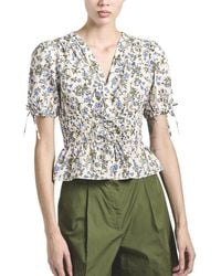 10 Crosby Derek Lam - Rhea Puff Sleeve V-Neck Top - Lyst