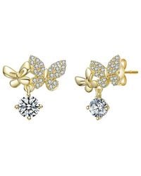 Rachel Glauber - 14K Plated Cz Butterfly Earrings - Lyst