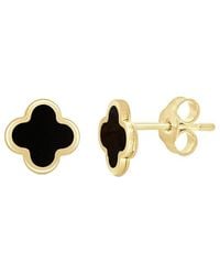 Italian Gold - 14K Onyx Clover Studs - Lyst
