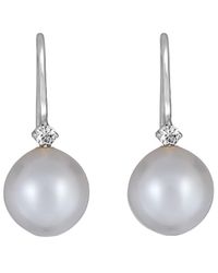 Belpearl - 14k 0.12 Ct. Tw. Diamond & 11-10 Mm South Sea Pearl Earrings - Lyst