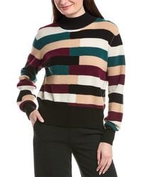 Tahari - Balloon Sleeve Mock Neck Cashmere Sweater - Lyst