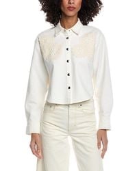 FRAME - Frame The Crochet Cropped Denim Shirt - Lyst