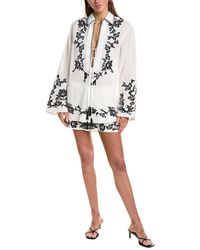Hemant & Nandita - Drop Shoulder Collared Linen-Blend Tunic - Lyst