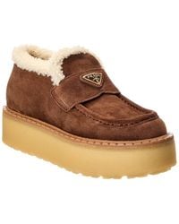 Prada - Suede Platform Loafer - Lyst