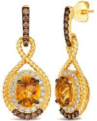 Le Vian - Cinnamon Citrine 14K 4.63 Ct. Tw. Diamond & Citrine Dangle Earrings - Lyst