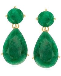 MaxColor - 18K Over 19.20 Ct. Tw. Emerald Drop Earrings - Lyst