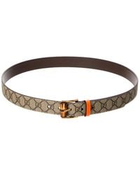 Gucci - Gg Supreme Canvas & Leather Belt - Lyst