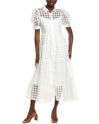 English Factory Gridded Organza Tie Maxi Dress in Red | Lyst