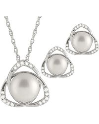 Splendid - Silver 8-10mm Freshwater Pearl Necklace & Earrings Set - Lyst