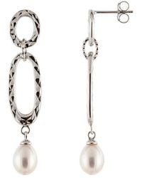 Splendid - Rhodium Over Silver 7-8mm Pearl Earrings - Lyst