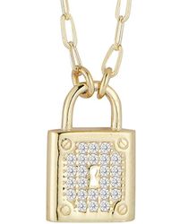 Glaze Jewelry - 14k Over Silver Cz Padlock Charm Necklace - Lyst