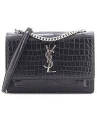 Saint Laurent - Croc-Embossed Leather Sunset Chain Wallet (Authentic Pre-Loved) - Lyst
