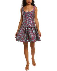 Zac Posen - Floral Jacquard Sleeveless Mini Fit-&-flare Dress - Lyst