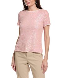 Anne Klein - Shiny Sequin Banded T-shirt - Lyst