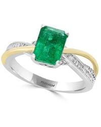 Effy 14k Two-tone 1.64 Ct. Tw. Diamond & Emerald Ring - Green