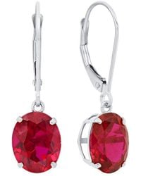 MaxColor - Silver 5.60 Ct. Tw. Lab-grown Ruby Dangle Earrings - Lyst