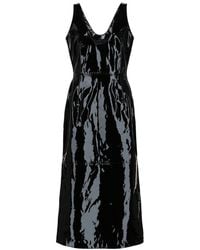 Ferragamo - Scoop Neck Patent Leather Midi Dress - Lyst