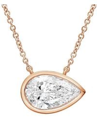 Diana M. Jewels - Diana M. 14K Rose 5.00 Ct. Tw. Lab-Grown Diamond Solitaire Bezel Pendant - Lyst
