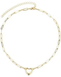 Adornia - 14K Plated Paperclip Chain Outline Heart Necklace - Lyst