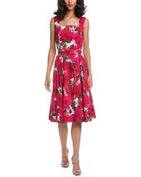 Oscar de la Renta - Square Neck Dahlia Poplin Dress - Lyst