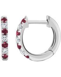 Sabrina Designs - 14k 0.31 Ct. Tw. Diamond & Ruby Huggie Earrings - Lyst