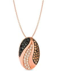 Le Vian - Le Vian Chocolate Layer Cake 14k Rose Gold 1.00 Ct. Tw. Diamond Pendant Necklace - Lyst