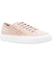 Ferragamo - Logo-Low-Top Leather Sneaker - Lyst