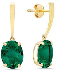 MaxColor - 14k 4.30 Ct. Tw. Lab-grown Emerald Drop Earrings - Lyst