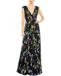 Mac Duggal - Pleated Floral Cap Sleeve A Line Gown - Lyst
