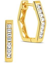 Sterling Forever - Cz Dani Geometric Micro Hoop Earrings - Lyst