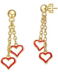 Rachel Glauber - 14k Plated Dangling Heart Earrings - Lyst