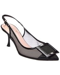 Roger Vivier - 80 Patent & Mesh Slingback Pump - Lyst