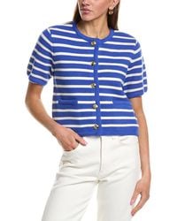 English Factory - Knit Striped Wool-Blend Cardigan - Lyst