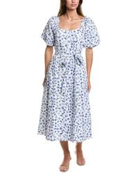 Cece - Puff Sleeve Sweetheart Neck Midi Dress - Lyst