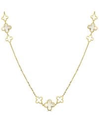 Italian Gold - 14K Mother Of Pearl Clover Station Necklace - Lyst