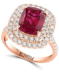 Effy Fine Jewelry - 14K 4.44 Ct. Tw. Lab-Grown Diamond & Lab-Grown Ruby Ring - Lyst