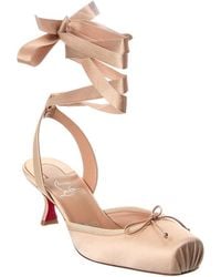 Christian Louboutin - Cassia Lace-Up 55 Satin Slingback Pump - Lyst