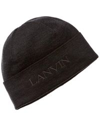 Lanvin - Logo Embroidery Wool Hat - Lyst
