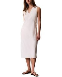 Calvin Klein - Crepe Satin Midi Dress - Lyst