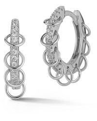Glaze Jewelry - Rhodium Plated Cz Small Hoop Earrings - Lyst