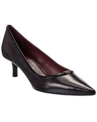 Tory Burch - Double T Buckle Leather Kitten Heel Pump - Lyst