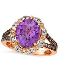 Le Vian - 14K Rose 3.89 Ct. Tw. Diamond & Amethyst Cocktail Ring - Lyst