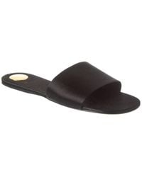 Saint Laurent - Carlyle Leather Flat Sandal - Lyst
