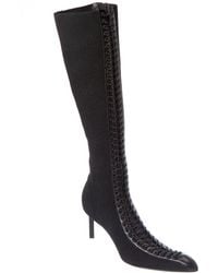 Givenchy - Lace-Up Leather-Trim Knee-High Boot - Lyst