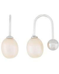 Splendid - Rhodium Over Silver 7.5-8mm Pearl Earrings - Lyst